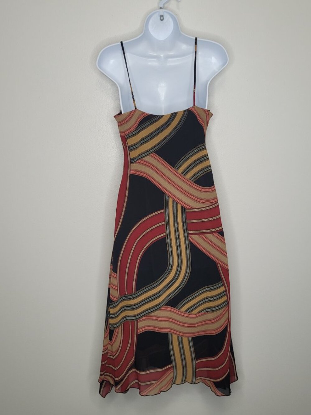 Vintage 90s y2k Khaki Krew black red tan artsy grunge party dress size medium - Picture 3 of 7